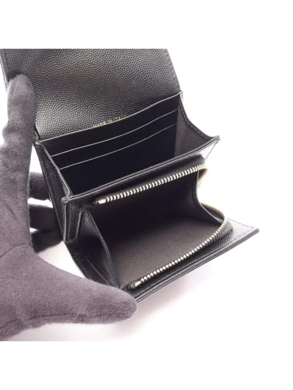 Chanel Bifold Wallet CC Logo Black Caviar Leather